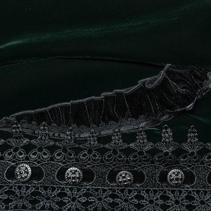 Punk Rave Aviara dark green velvet coat fabric texture gothic luxury velvet material