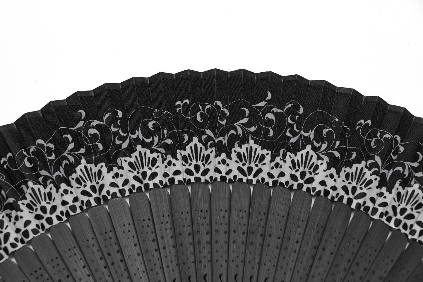 Punk Rave Delaney hand fan lace pattern detail black gothic folding fan