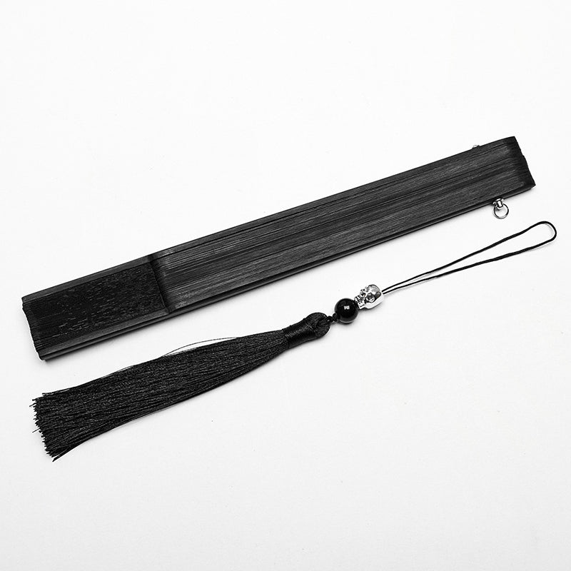 Punk Rave Delaney hand fan wrist strap with skull charm gothic fan accessory