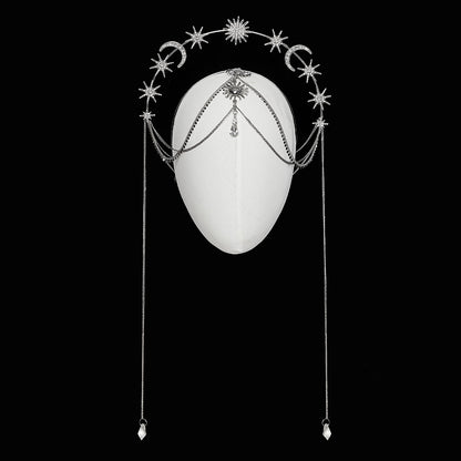 Punk Rave Estrella sun moon star tiara front view gothic celestial headpiece
