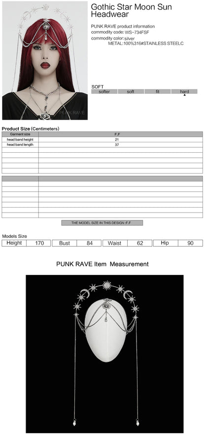 Punk Rave Estrella celestial tiara size chart measurement guide