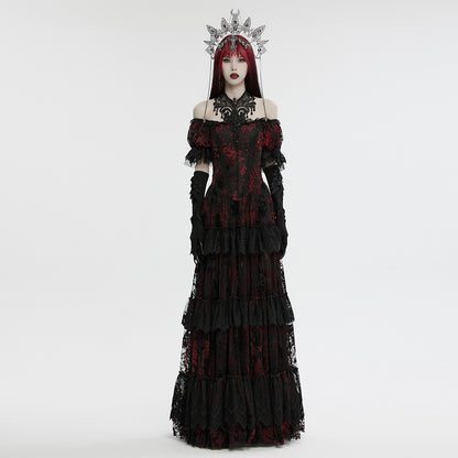 Punk Rave Nicandra gothic skull crown worn with full gothic outfit by model
