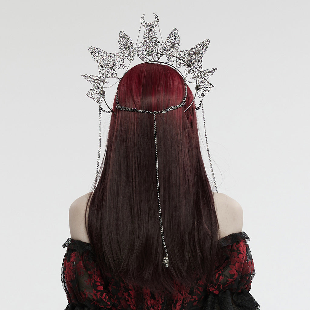 Punk Rave Nicandra gothic skull crown back view with chains and gothic detailing