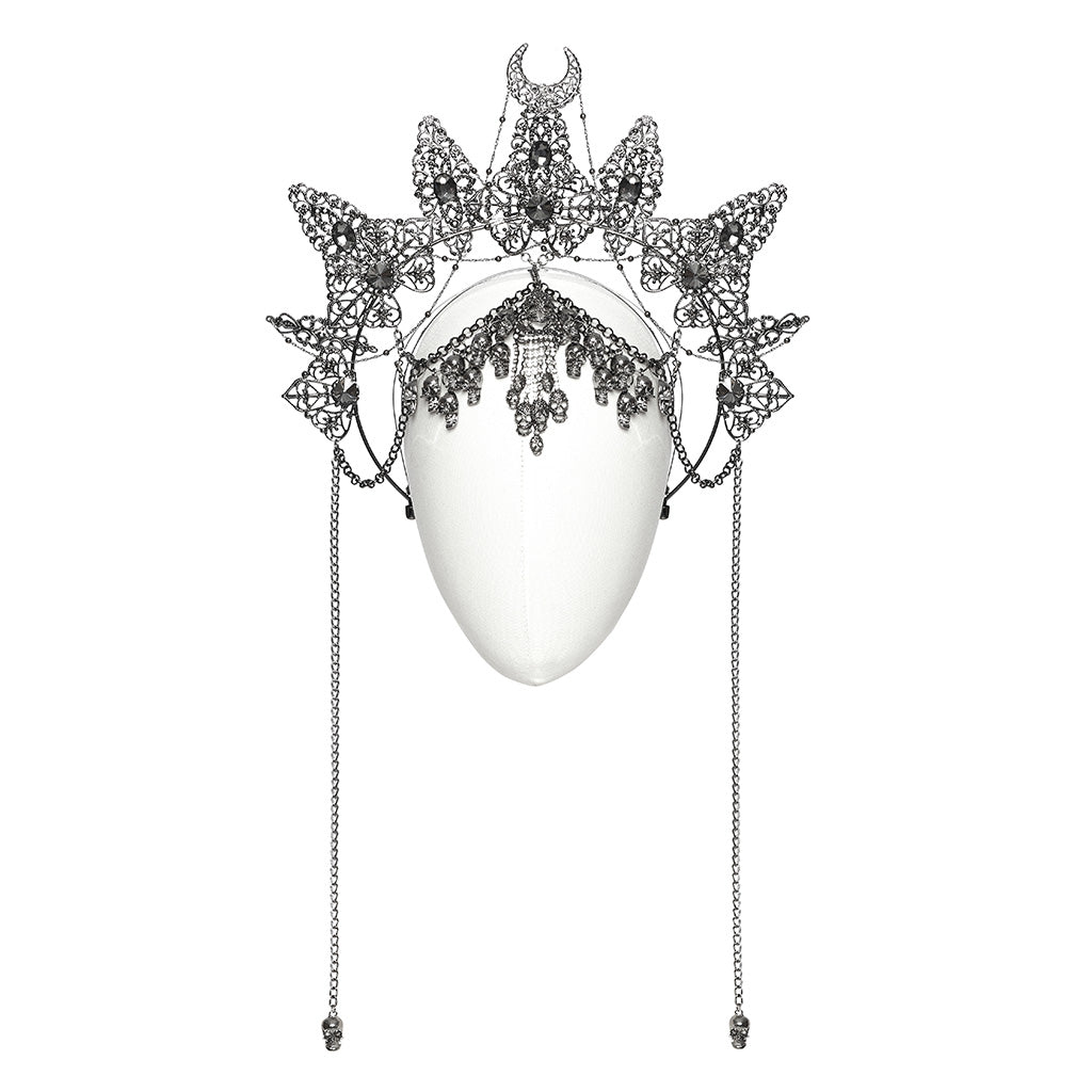 Punk Rave Nicandra gothic skull crown halo headpiece with gemstone detail