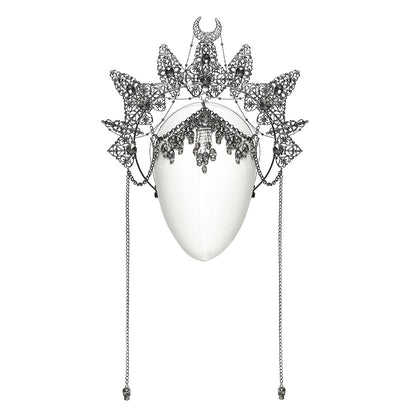 Punk Rave Nicandra gothic skull crown halo headpiece with gemstone detail