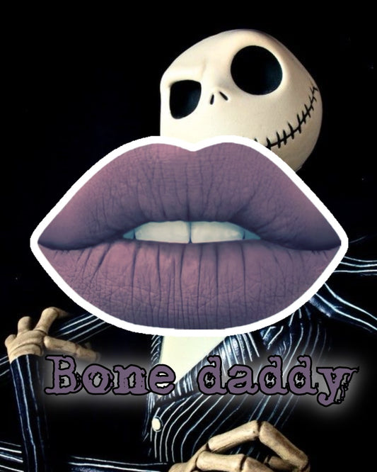 Radioactive Unicorn Bone Daddy lipstick dark mauve matte shade from Nightmare Before Christmas inspired collection