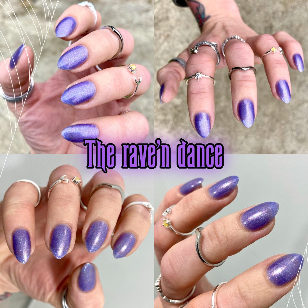 Radioactive Unicorn The Raven’s Dance nail polish purple base with amethyst crystal glitter