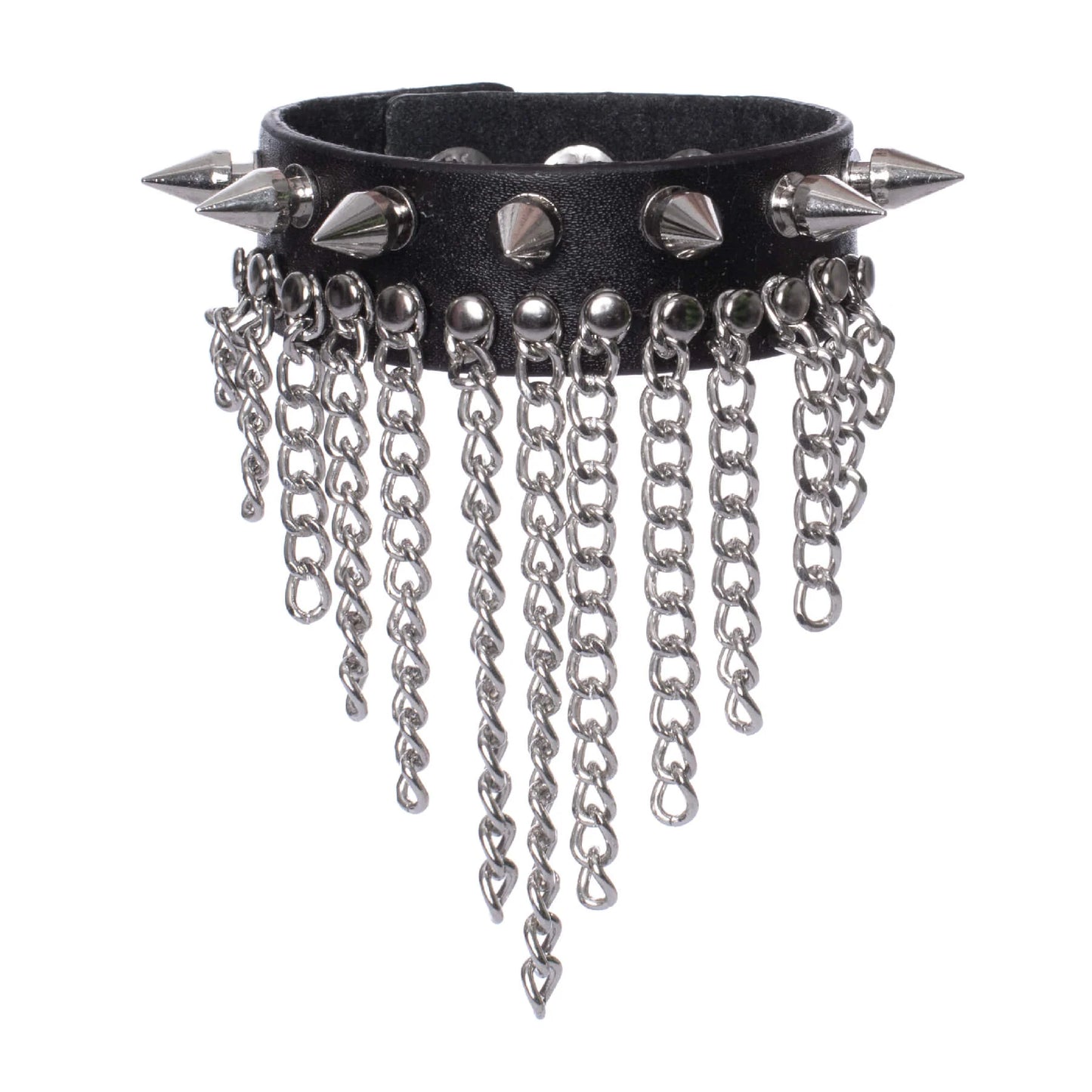 Poizen Industries Faux Leather Spikes and Chains Raya Bracelet - Kate's Clothing
