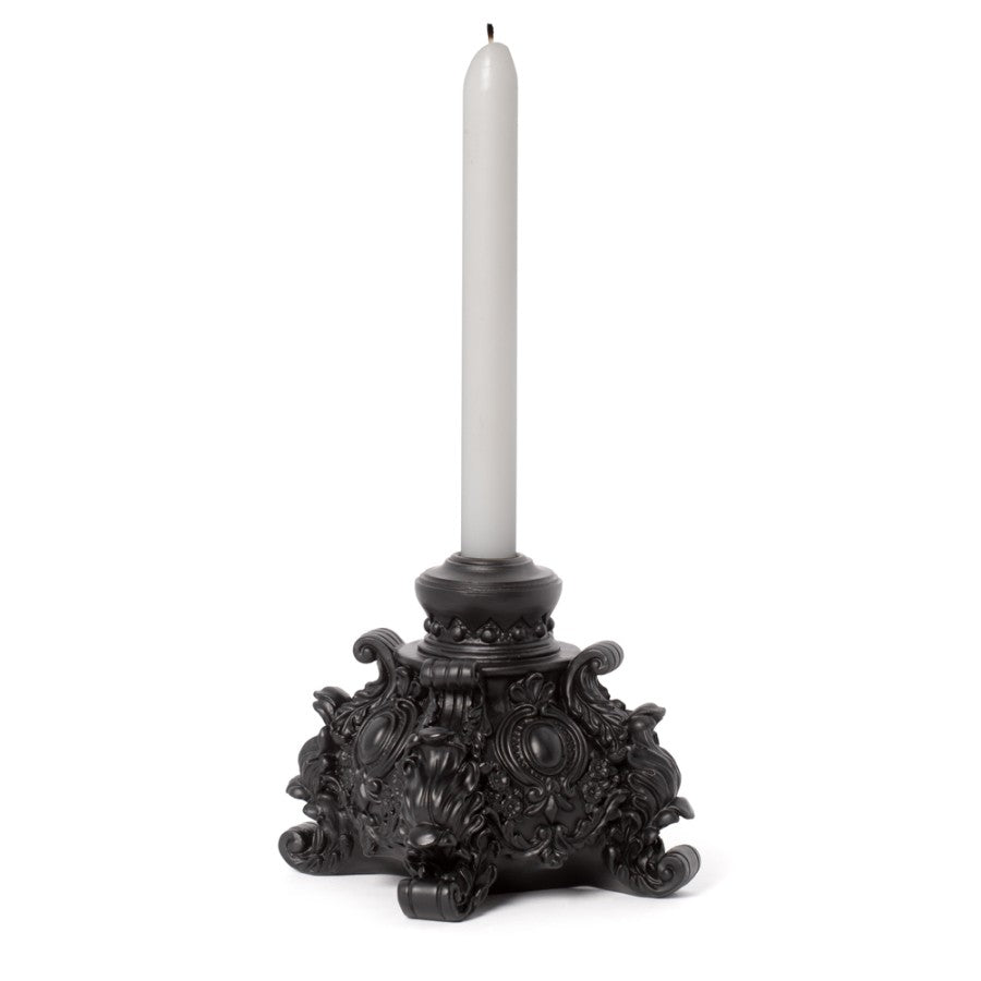 Alchemy Gothic – Rococo Candlestick Black Baroque Scrollwork Gothic Table Decor