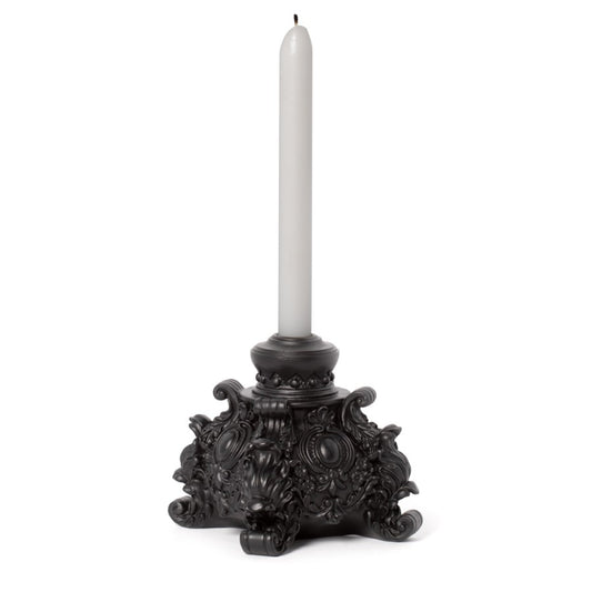 Alchemy Gothic – Rococo Candlestick Black Baroque Scrollwork Gothic Table Decor