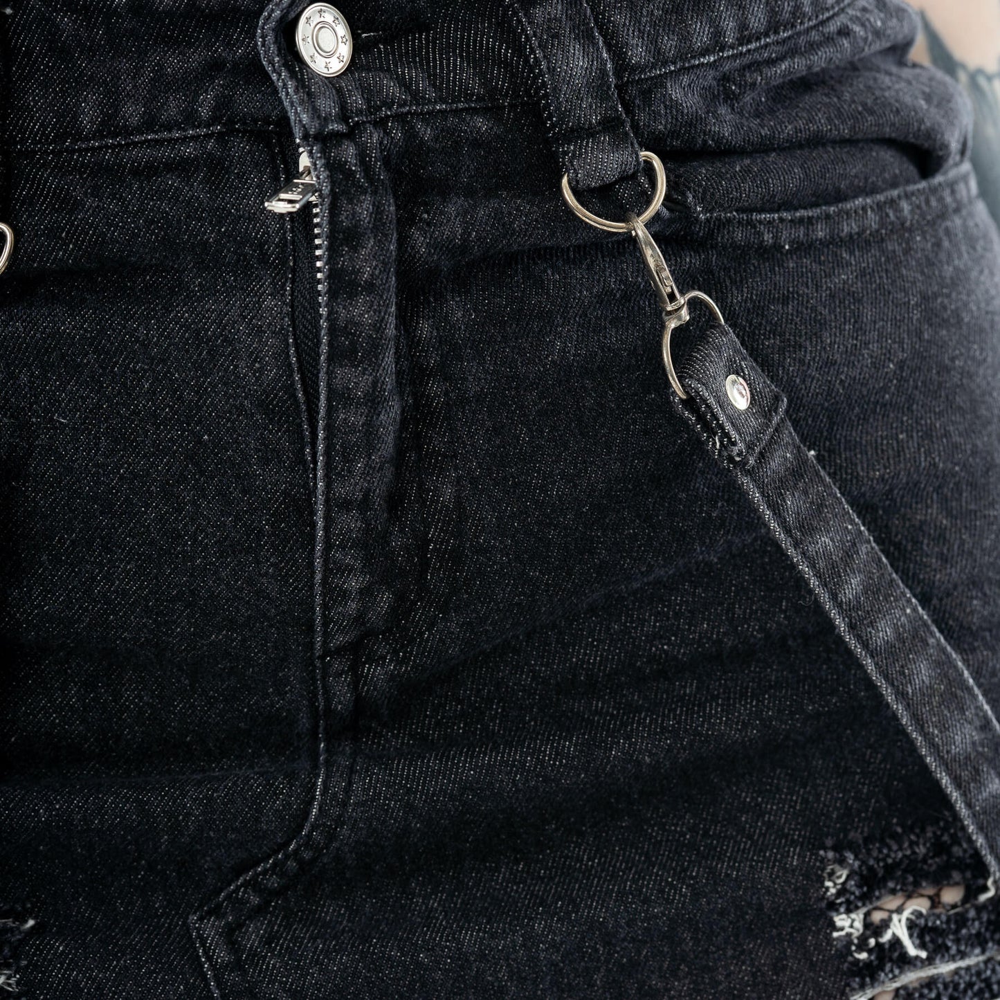 Vixxsin Runa black stonewash skirt zip