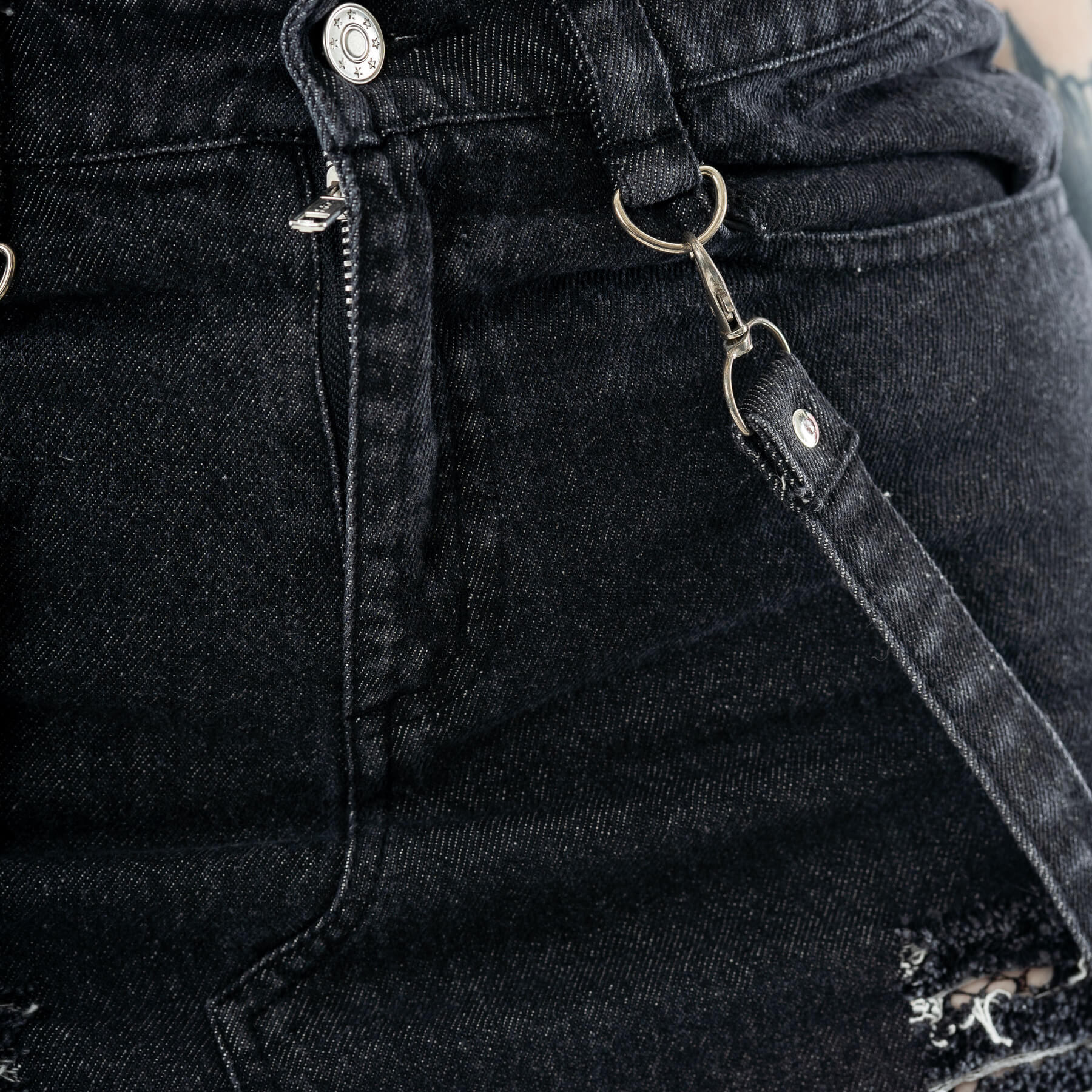 Vixxsin Runa black stonewash skirt zip