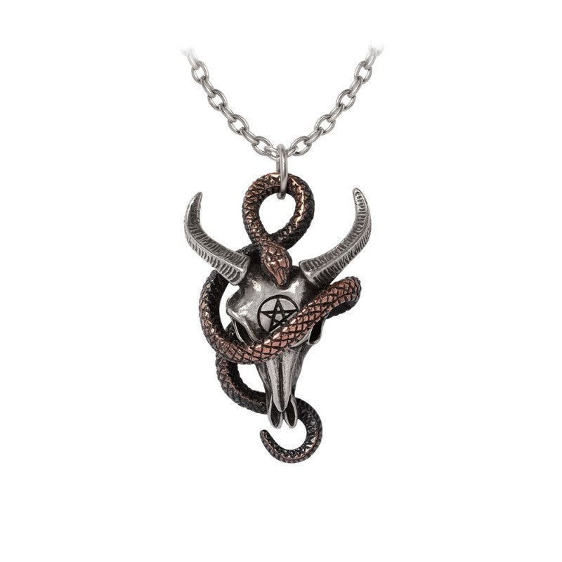 Alchemy Gothic Servant of Baphomet Ram Skull & Serpent Pendant