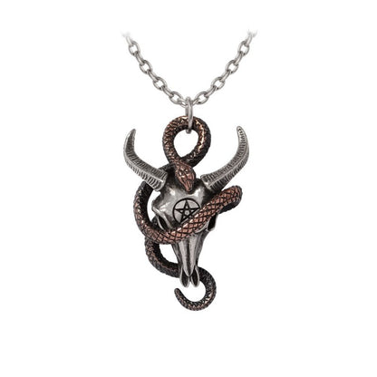 Alchemy Gothic Servant of Baphomet Ram Skull & Serpent Pendant