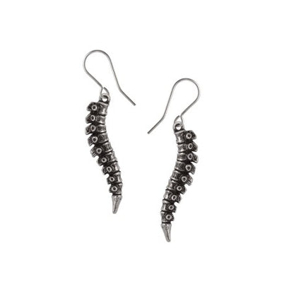 Alchemy Gothic Spine Earrings Pewter Vertebrae Dangle Jewellery showcasing detailed vertebrae design.