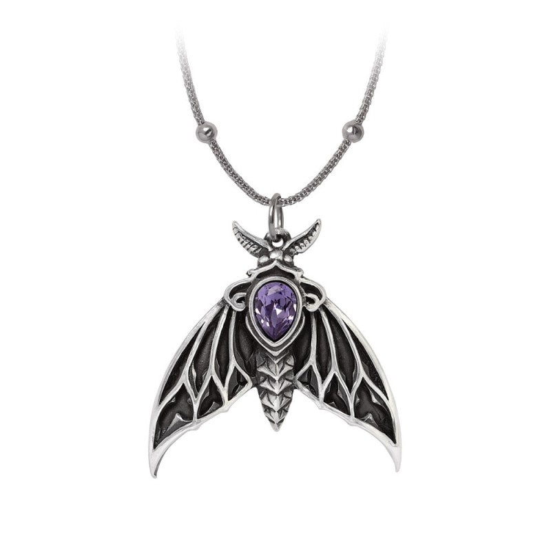 Alchemy Gothic The Chartres Phantom Moth Necklace Swarovski Crystal Gothic Pewter Jewellery