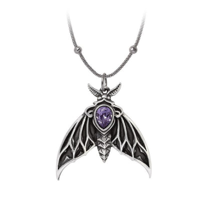 Alchemy Gothic The Chartres Phantom Moth Necklace Swarovski Crystal Gothic Pewter Jewellery