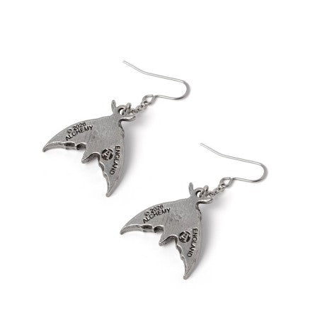 Alchemy Gothic The Chartres Phantom Moth Drop Earrings Swarovski Crystal Gothic Pewter Jewellery