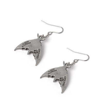 Alchemy Gothic The Chartres Phantom Moth Drop Earrings Swarovski Crystal Gothic Pewter Jewellery