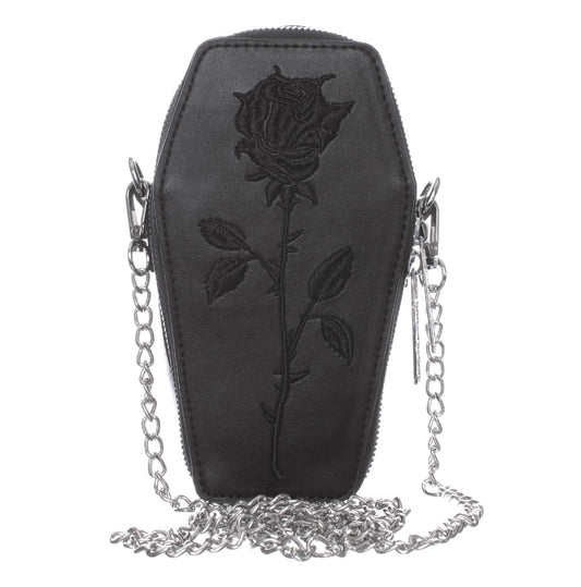Heartless Thorne Mini Coffin Bag with Black Rose Embroidery - Kate's Clothing