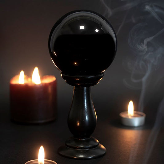 Small Black Crystal Ball on Stand - Kate's Clothing