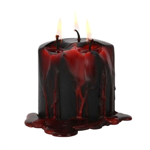 7.5cm Vampire Tears Black Pillar Candle with Bleeding Red Wax - Kate's Clothing