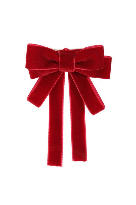 Banned Apparel Claire Velvet Bow Hairclip in Burgandy