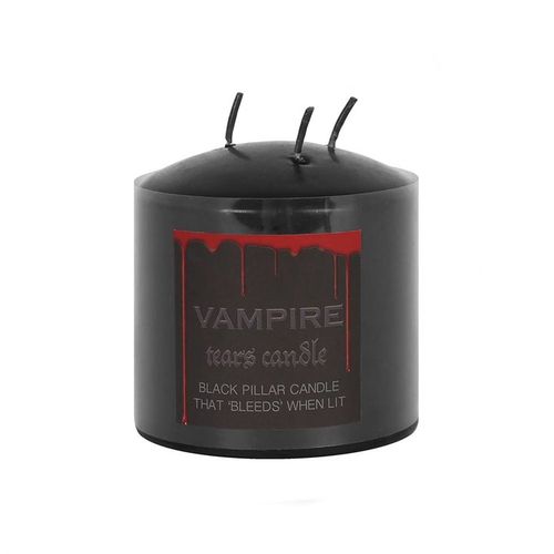 7.5cm Vampire Tears Black Pillar Candle with Bleeding Red Wax - Kate's Clothing