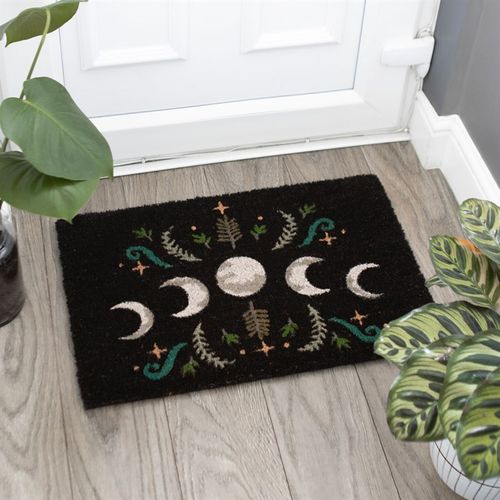 Black Dark Forest Moon Phase Doormat - Kate's Clothing