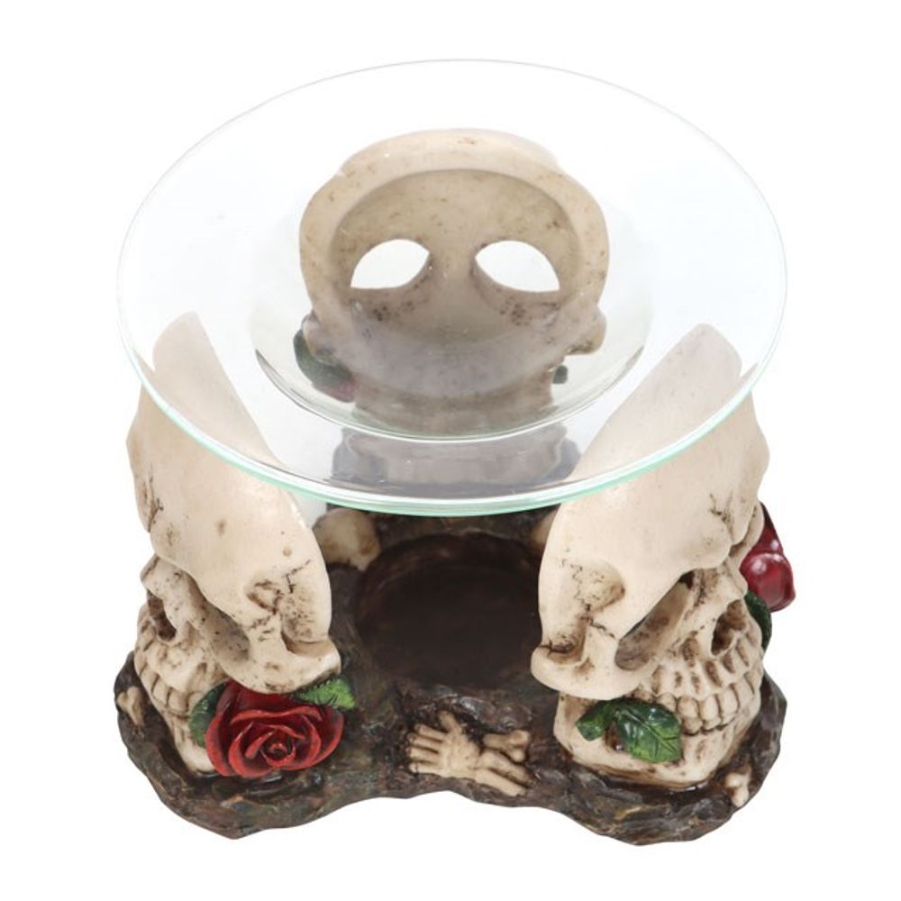 Resin and Glass Skull Rose Oil Burner - Kate's Clothing