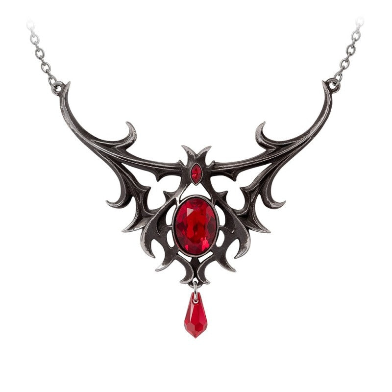 Alchemy Gothic Vampiric Vampire Necklace Swarovski Crystal Bat Wing Gothic Pewter Jewellery