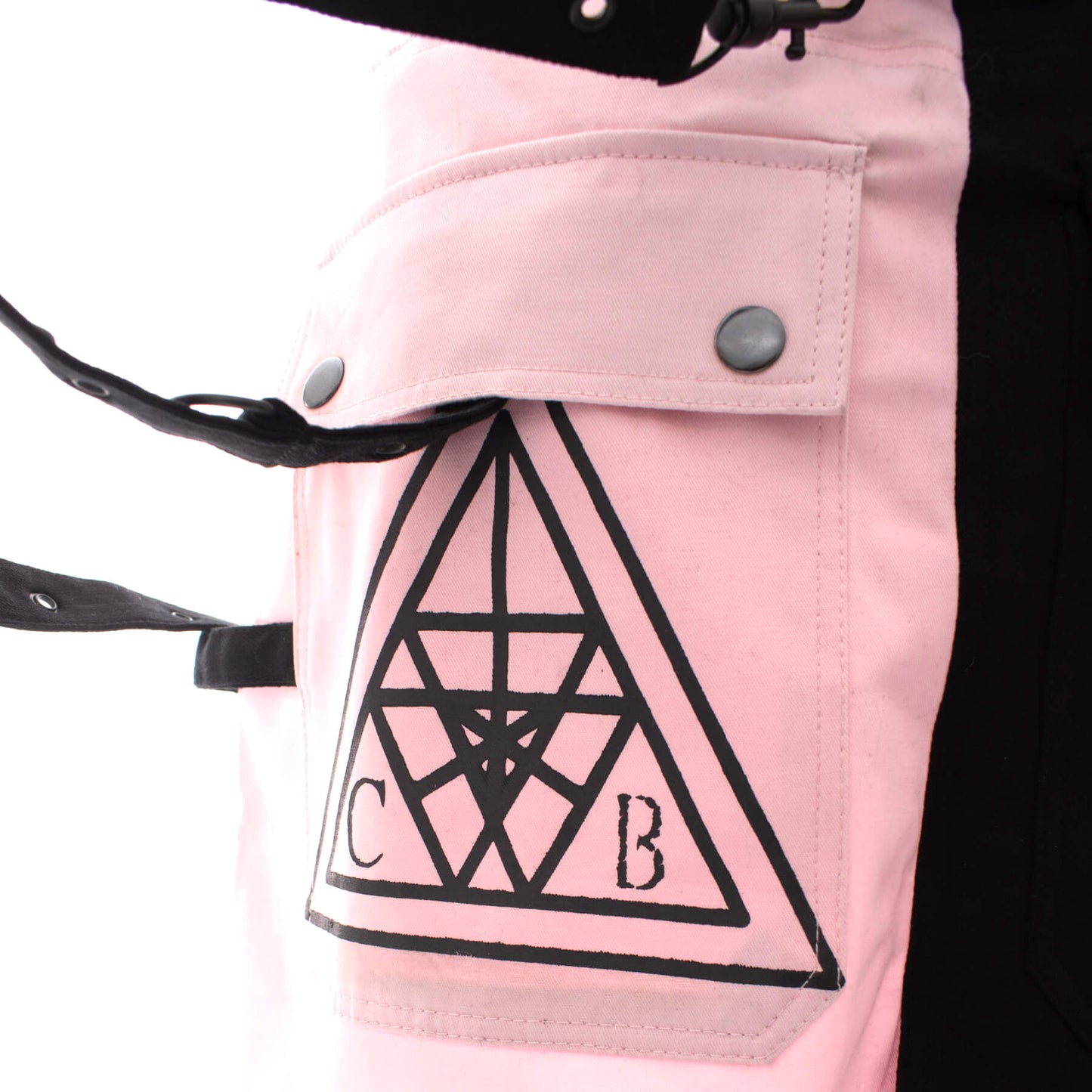 Gothic mini skirt black pink strap detail featuring Chemical Black logo and edgy design.