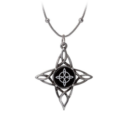 Alchemy Gothic Witch's Knot Necklace Black Onyx Celtic Knotwork Pewter Jewellery