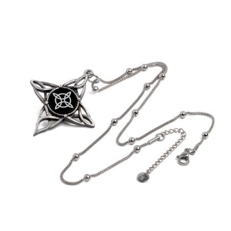 Alchemy Gothic Witch's Knot Necklace Black Onyx Celtic Knotwork Pewter Jewellery