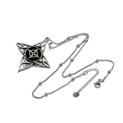 Alchemy Gothic Witch's Knot Necklace Black Onyx Celtic Knotwork Pewter Jewellery