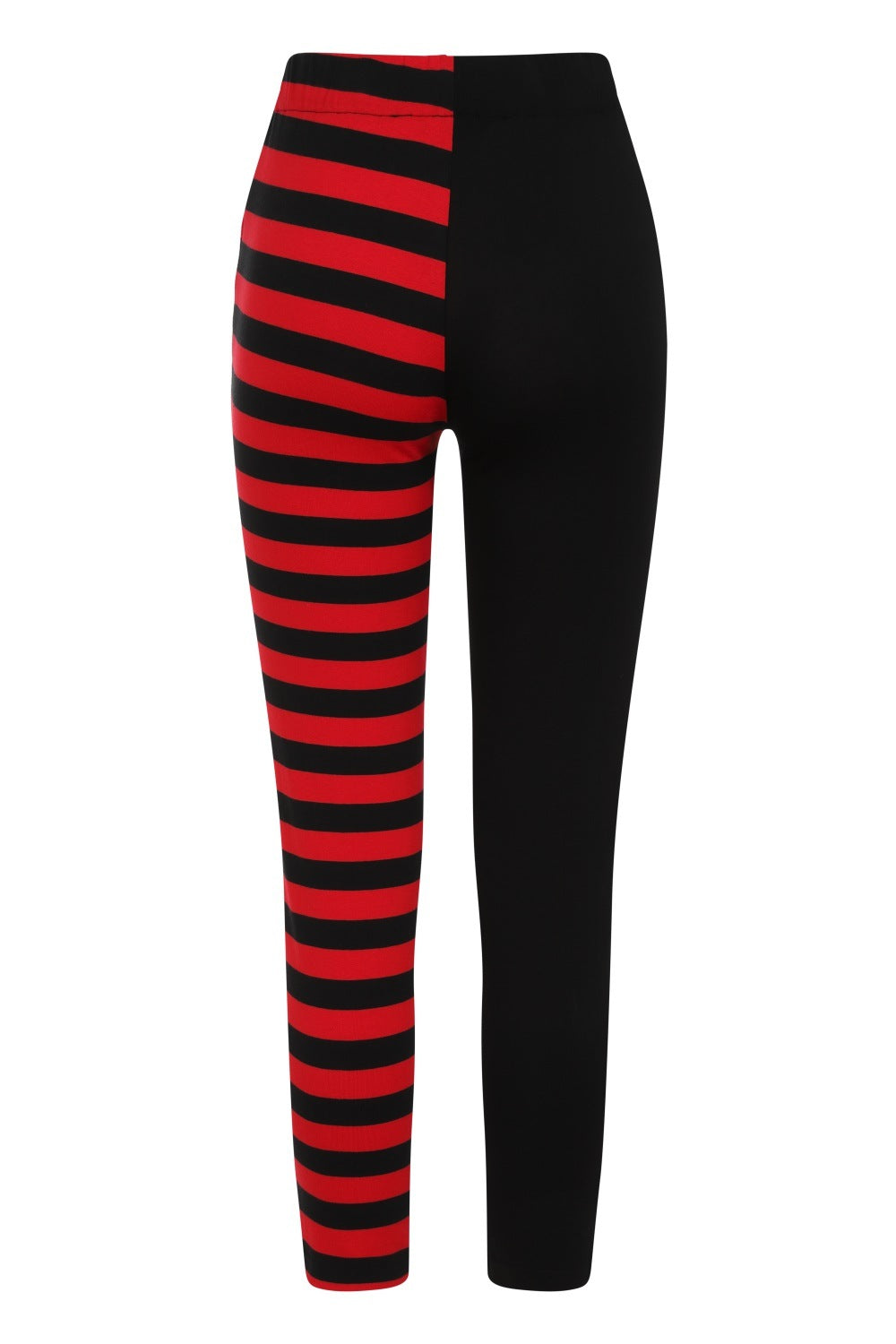 Banned Half Black Half Stripes Leggings - Red - Kate's Clothing