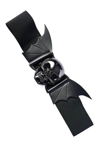 Banned Storm Skull and Bat Wings Belt - Kate's Clothing