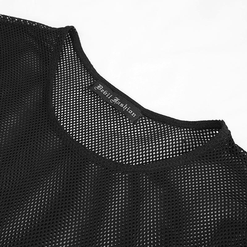 Devil Fashion Arturu Long Sleeve Mesh Top Black - Kate's Clothing