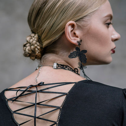 Devil Fashion Onyx Rose Necklace - Kate's Clothing