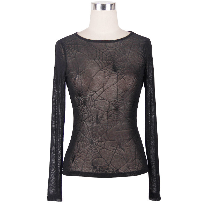 Devil Fashion Web Pattern Mesh Top - Kate's Clothing