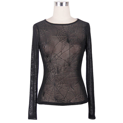 Devil Fashion Web Pattern Mesh Top - Kate's Clothing