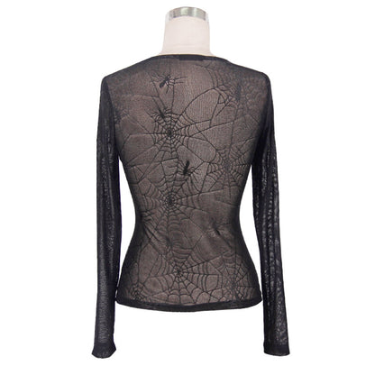 Devil Fashion Web Pattern Mesh Top - Kate's Clothing