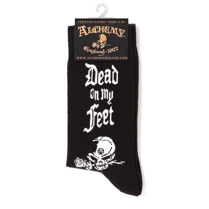 Alchemy Gothic Dead On My Feet socks black white skull design 78% cotton