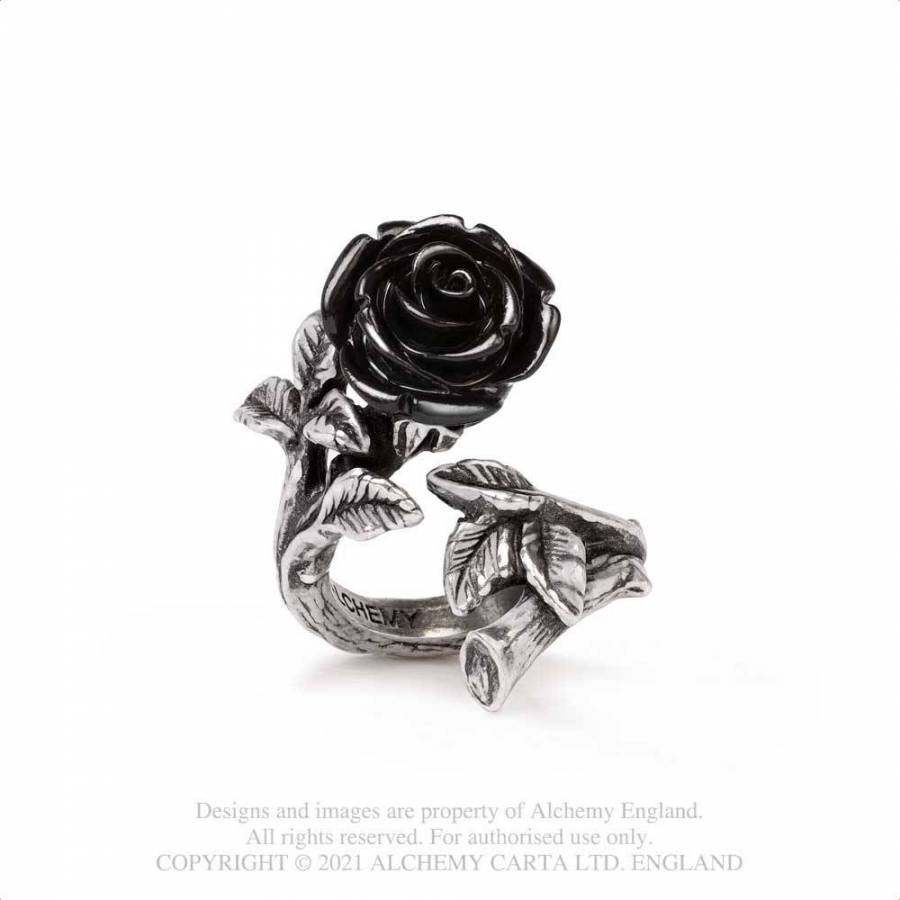 Wild Black Rose ring statement black rose adjustable by Alchemy Gothic England