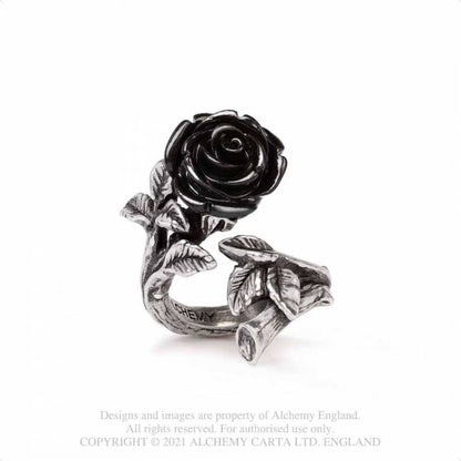 Wild Black Rose ring statement black rose adjustable by Alchemy Gothic England