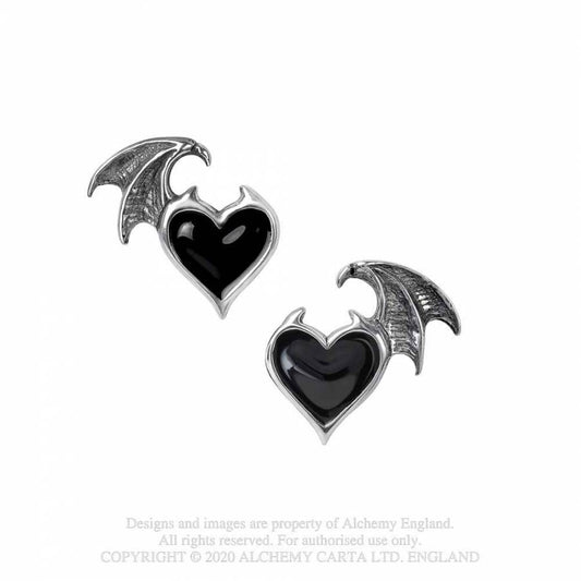 Alchemy Gothic Blacksoul Stud Earrings details - Kate's Clothing