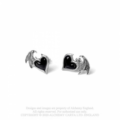 Alchemy Gothic Blacksoul Stud Earrings Front details - Kate's Clothing