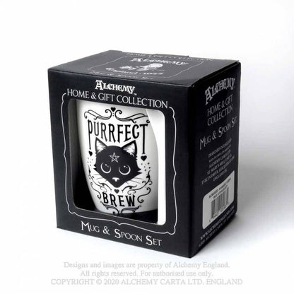 Alchemy Gothic Purrfect Brew: Mug and Spoon Set in a box - Kate's Clothing