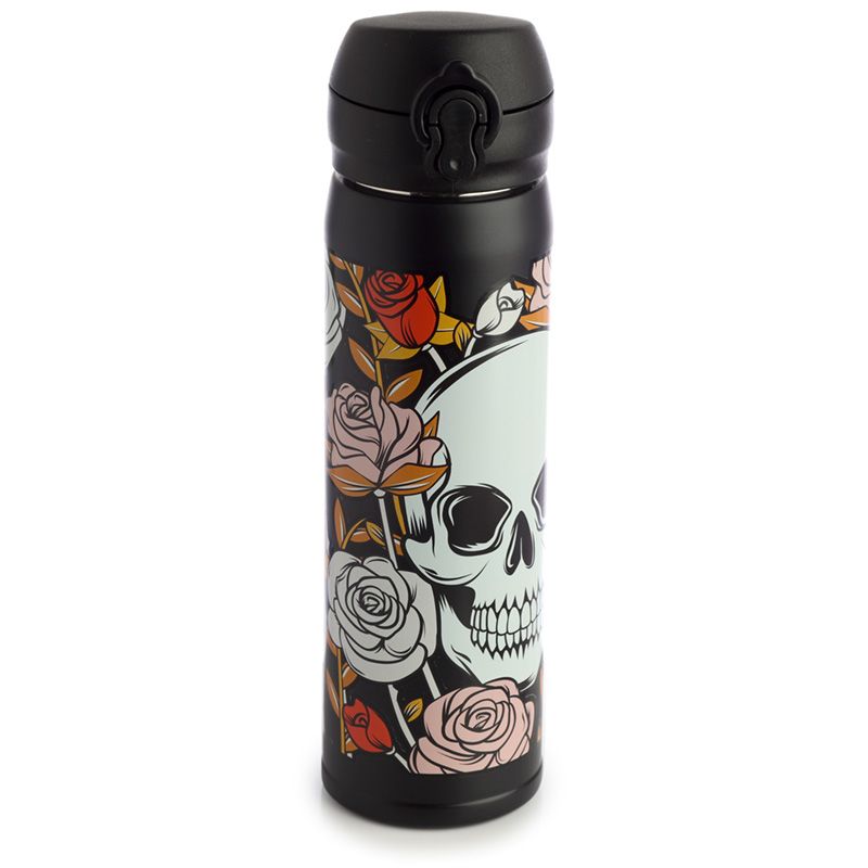Gothic Gifts Skulls and Roses Reusable Stainless Steel Thermal Insulated Drinks Bottle - Kate's Clothing