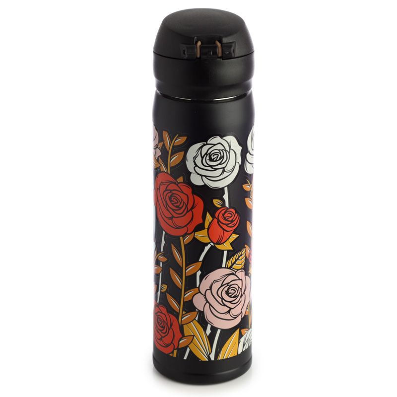 Gothic Gifts Skulls and Roses Reusable Stainless Steel Thermal Insulated Drinks Bottle - Kate's Clothing